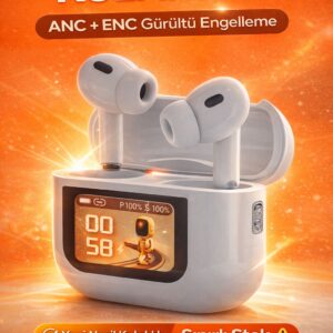 LCD Ekranlı Bluetooth Kulaklık TWS Kablosuz Şarj Göstergeli Dokunmatik Kulak İçi