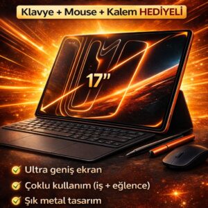 17 PRO MAX Tablet Klavyeli Set 10.1 İnç Laptop Gibi Kullanım Mouse Kalem Dahil Akıllı Tablet