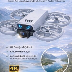 V8 Mini Drone 4K Kamera 30 Dakika Uçuş Katlanabilir Uzaktan Kumandalı Drone