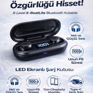 LED Ekranlı Bluetooth Kulaklık Şarj Kutulu Kablosuz Kulaklık Dokunmatik TWS
