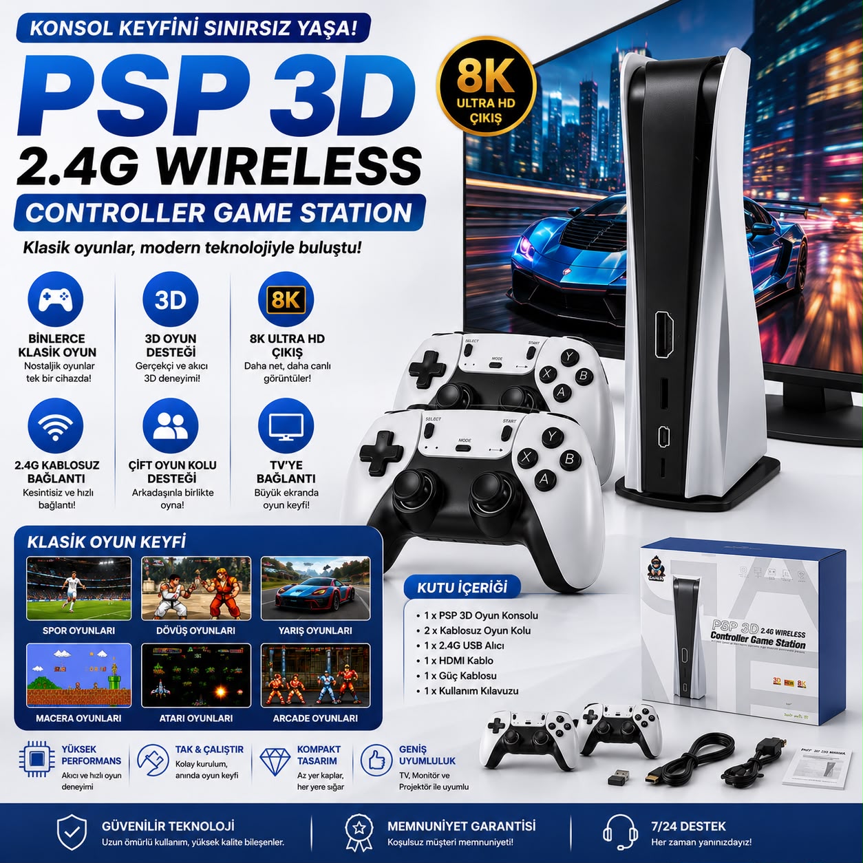 40.000 Retro Oyun Konsolu PS5 Görünümlü 4K HDMI Atari Oyun Makinesi 2 Kollu - Görsel 6