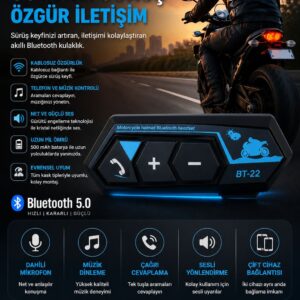 Motosiklet Kask Bluetooth Kulaklık Intercom Bluetooth 5.0 Kulaklık