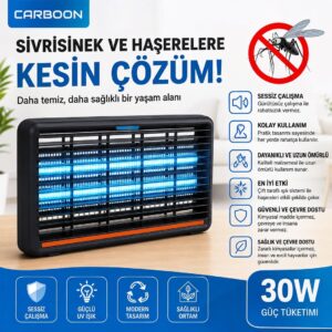 30W Elektrikli Sinek Öldürücü UV Işıklı Sivrisinek ve Uçan Haşere Tuzak Lambası